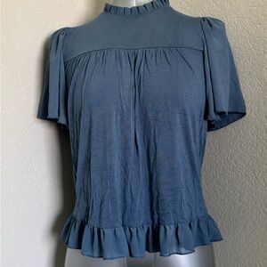 Kim & Cami Blue Ruffled Blouse
